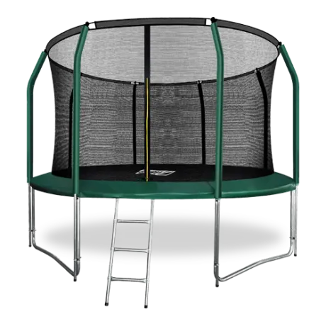 Батут премиум с внутренней сеткой и лестницей ARLAND 12FT (Dark Green)