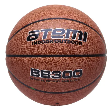 Мяч баскетбольный Atemi, р. 5, синтетическая кожа ПВХ, 8 панелей, BB300, окруж 68-71, клееный